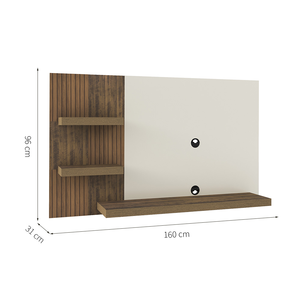 Painel para TV até 50 Polegadas Chess Marrom e Off White 160 cm