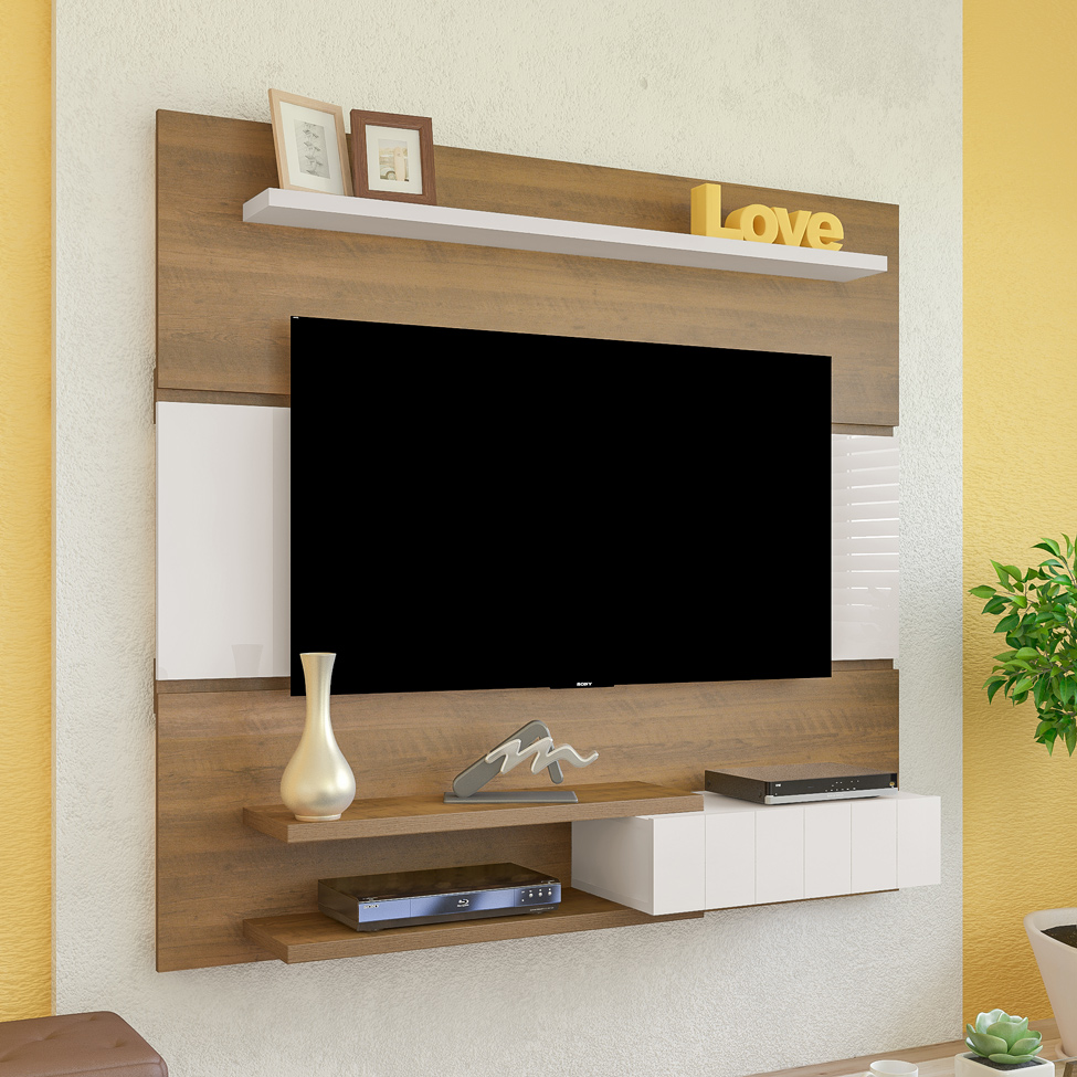 Painel para TV até 50 Polegadas Monza Pinho e Off White