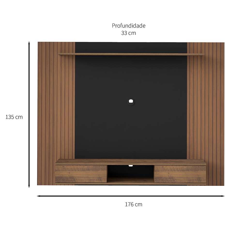 Painel para TV até 75 Polegadas Nevada Pinho e Preto