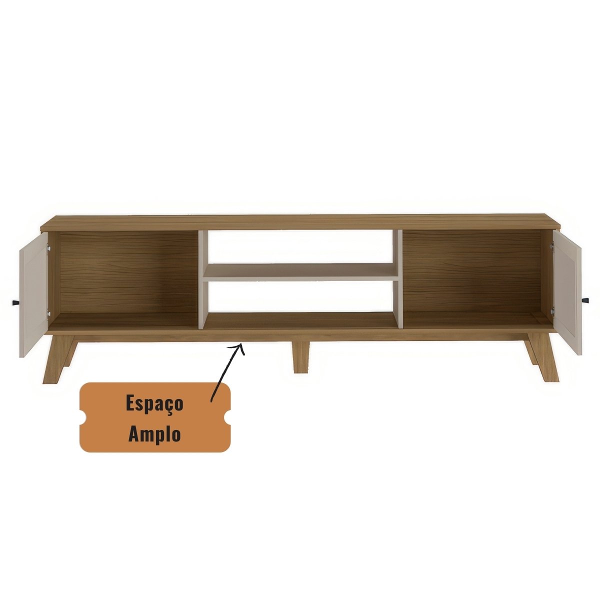 Rack Bancada Charlotte Para Tv 75 Carvalho - Off White