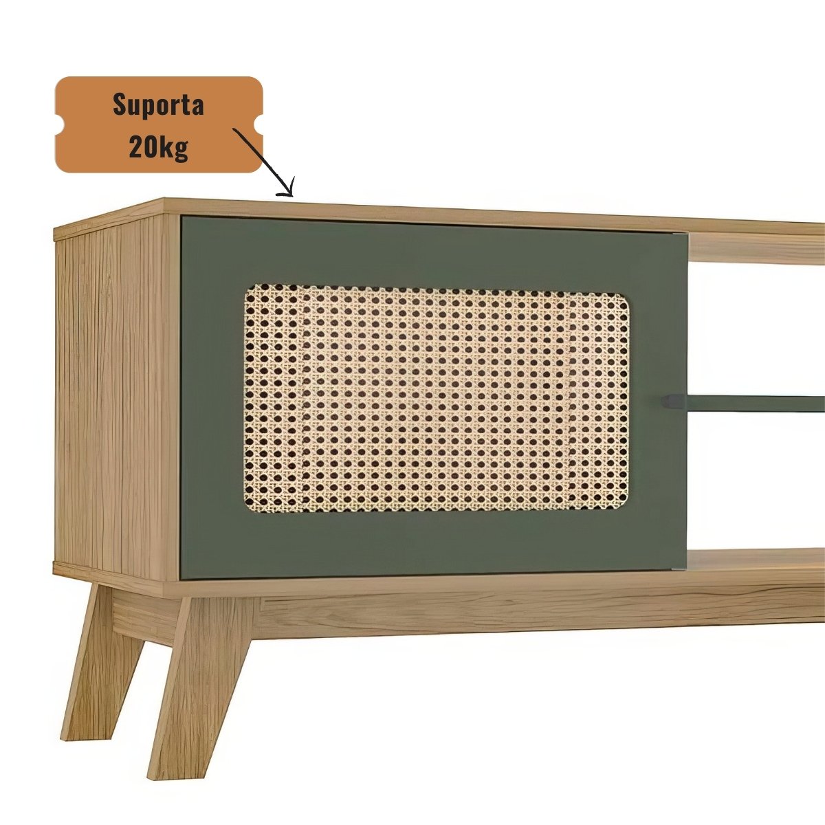 Rack Bancada Charlotte Para Tv 75 Carvalho / Menta