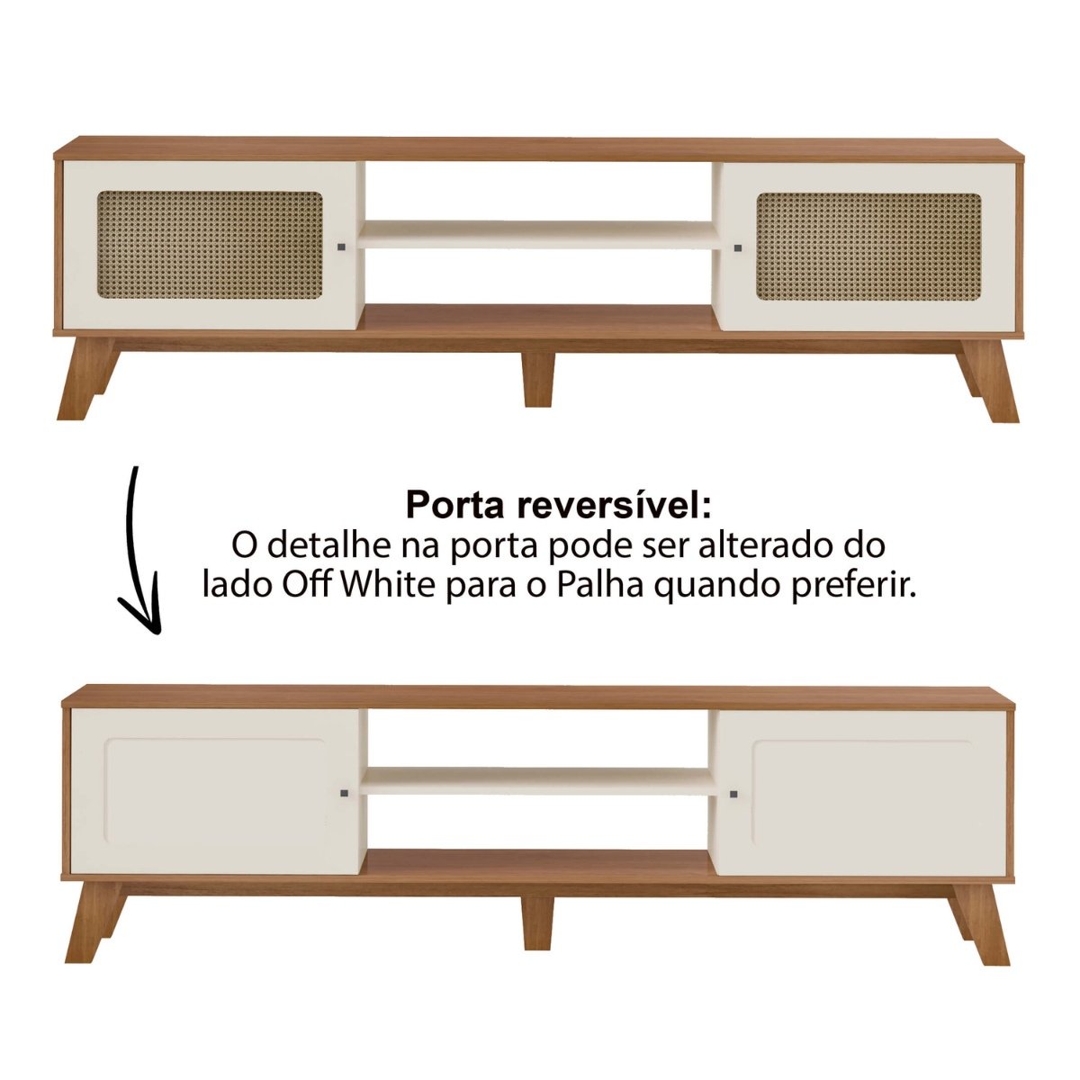 Rack Bancada Charlotte Para Tv 75 Cinamomo/Off White