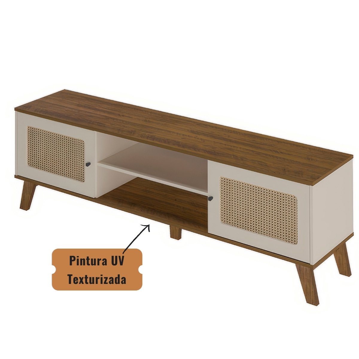 Rack Bancada Charlotte Para Tv 75 Pinho / Off White