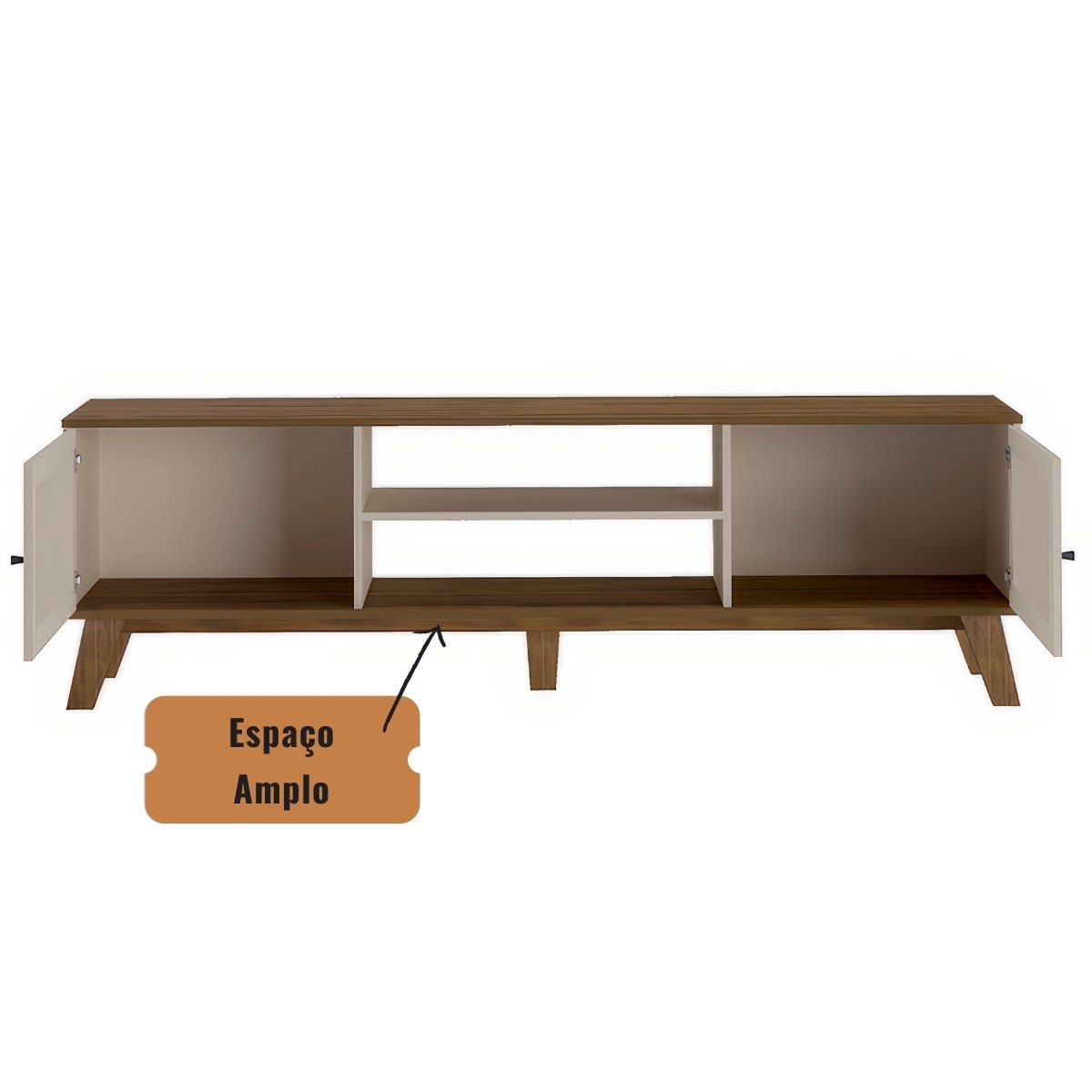 Rack Bancada Charlotte Para Tv 75 Pinho / Off White