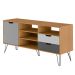 Rack Estocolmo Carvalho e Cinza 140 cm