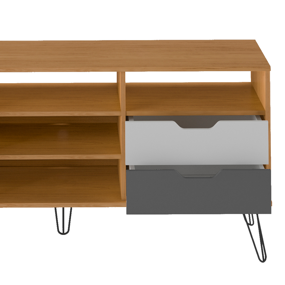Rack Estocolmo Carvalho e Cinza 140 cm