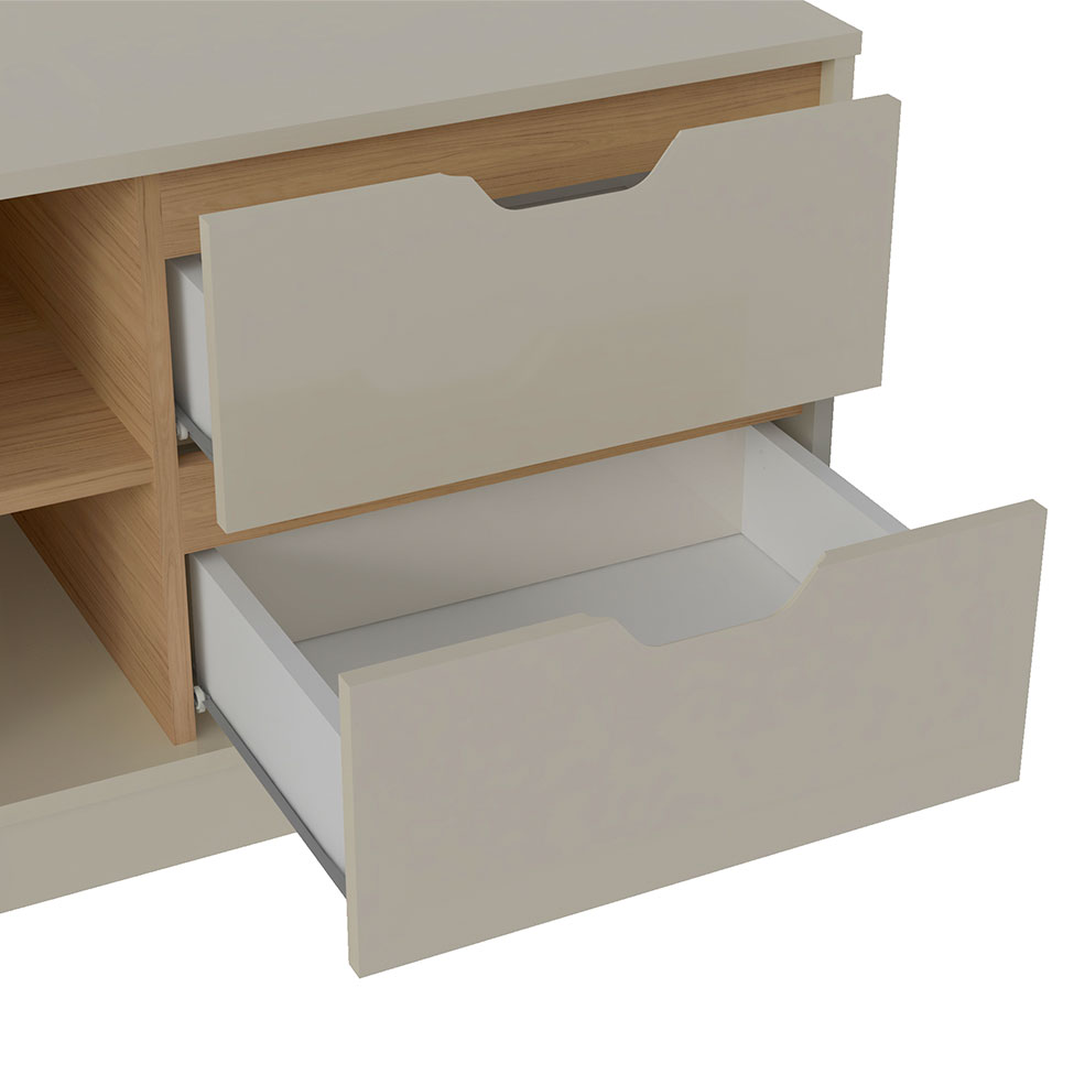 Rack Michigan Off White e Carvalho 160 cm