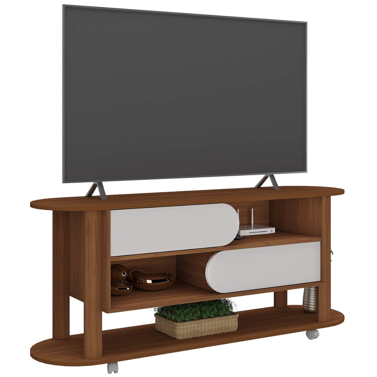 Rack Mundi Tv 65" 2 Portas 2 Prateleiras Cedro / Off White