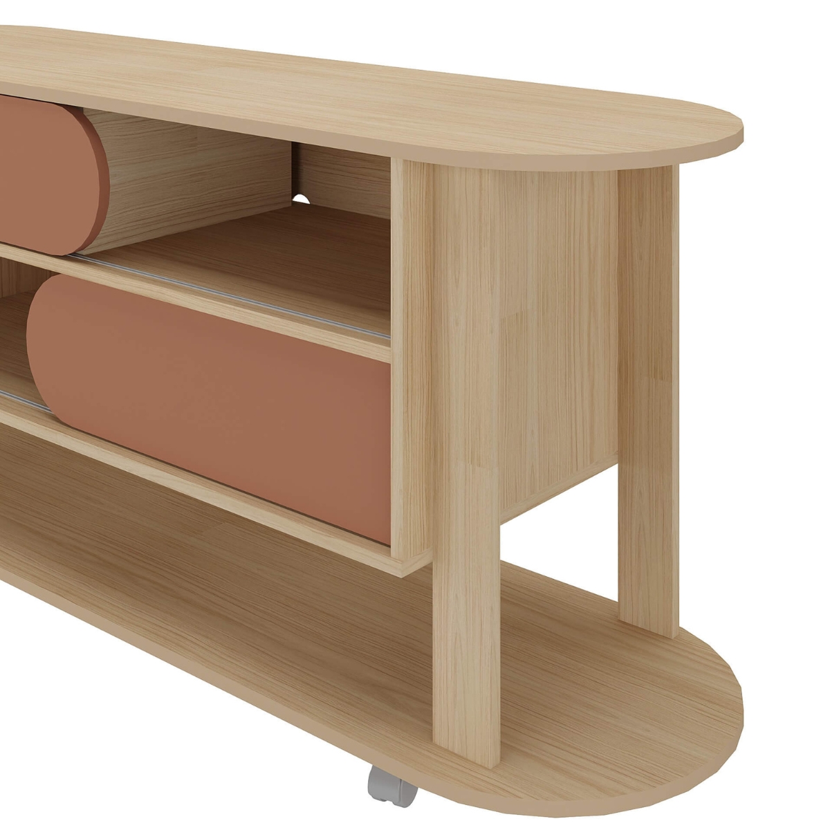 Rack Mundi Tv 65" 2 Portas 2 Prateleiras Naturale / Terracota