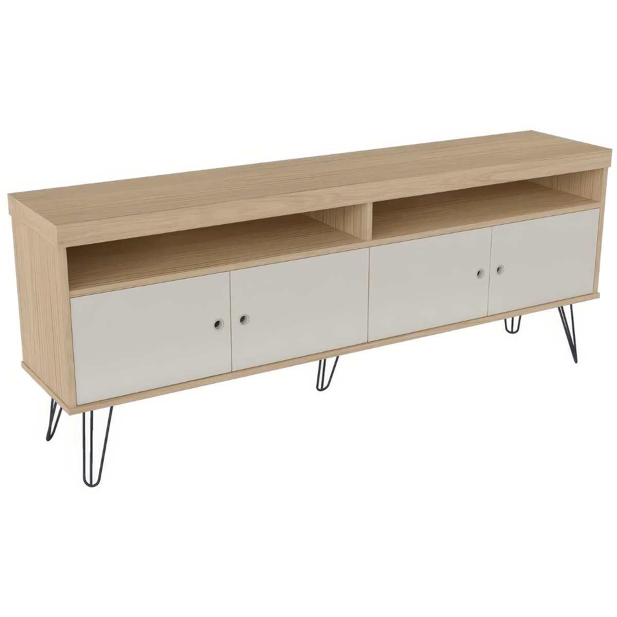 Rack Para Tv até 65" 4 Portas 2 Prateleiras e Nichos Liberty Carvalho/Off White