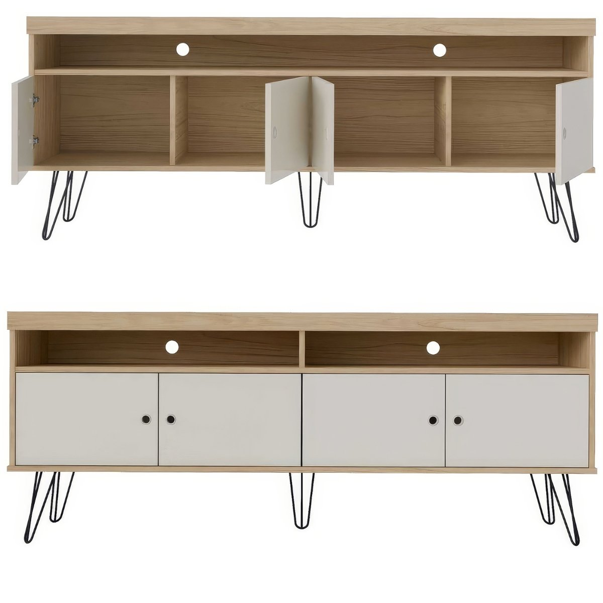 Rack Para Tv até 65" 4 Portas 2 Prateleiras e Nichos Liberty Carvalho/Off White