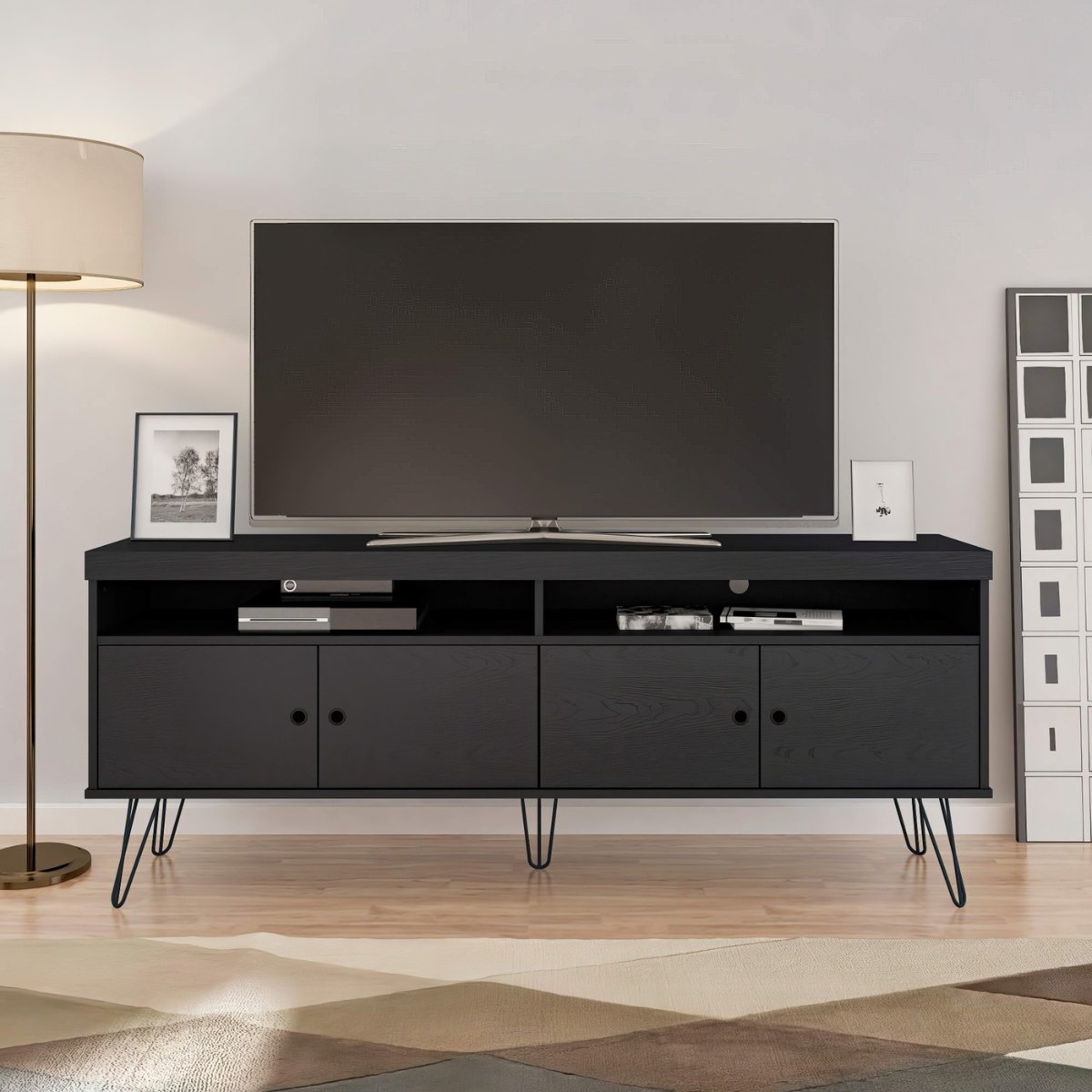 Rack Para Tv até 65" 4 Portas 2 Prateleiras e Nichos Liberty Preto