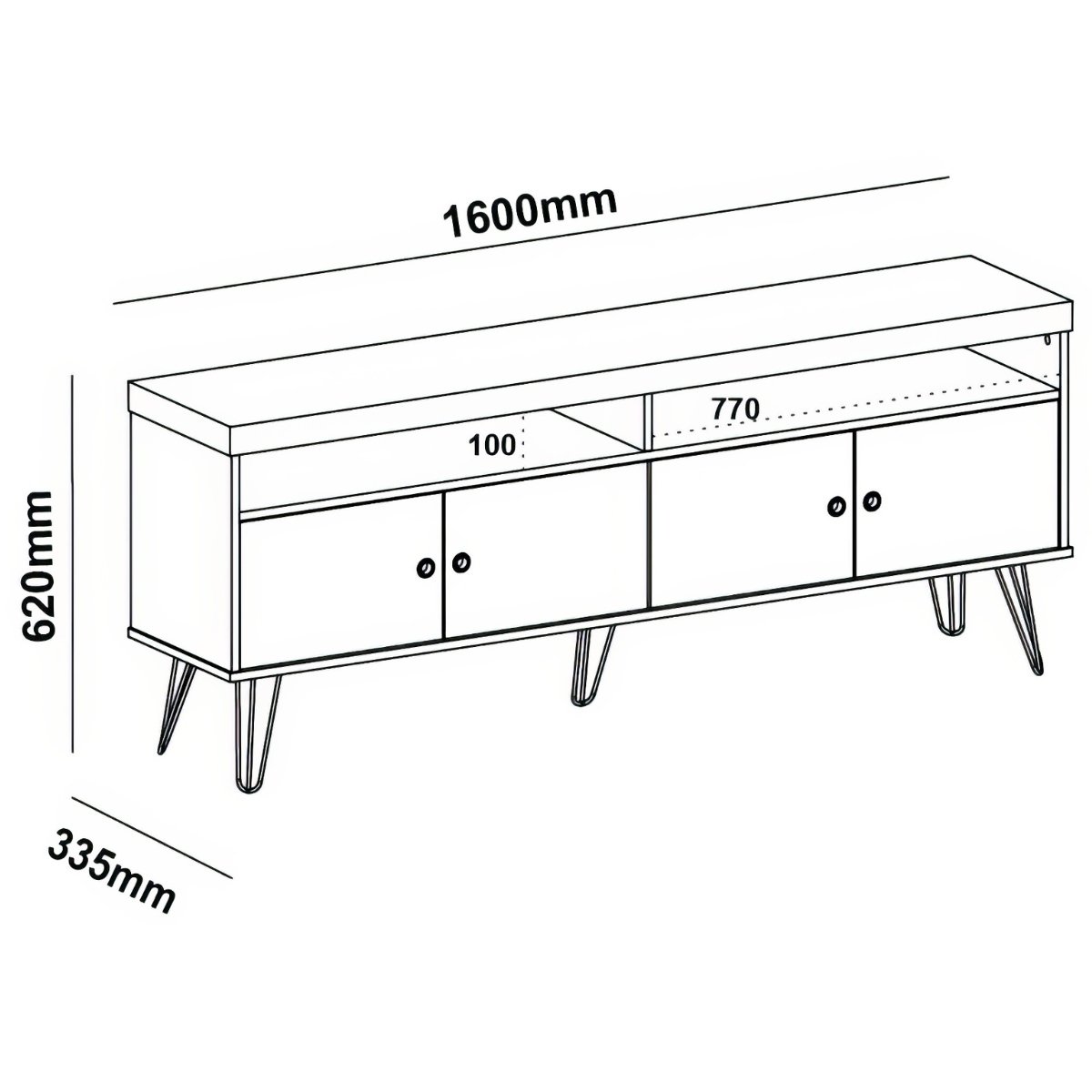 Rack Para Tv até 65" 4 Portas 2 Prateleiras e Nichos Liberty Preto