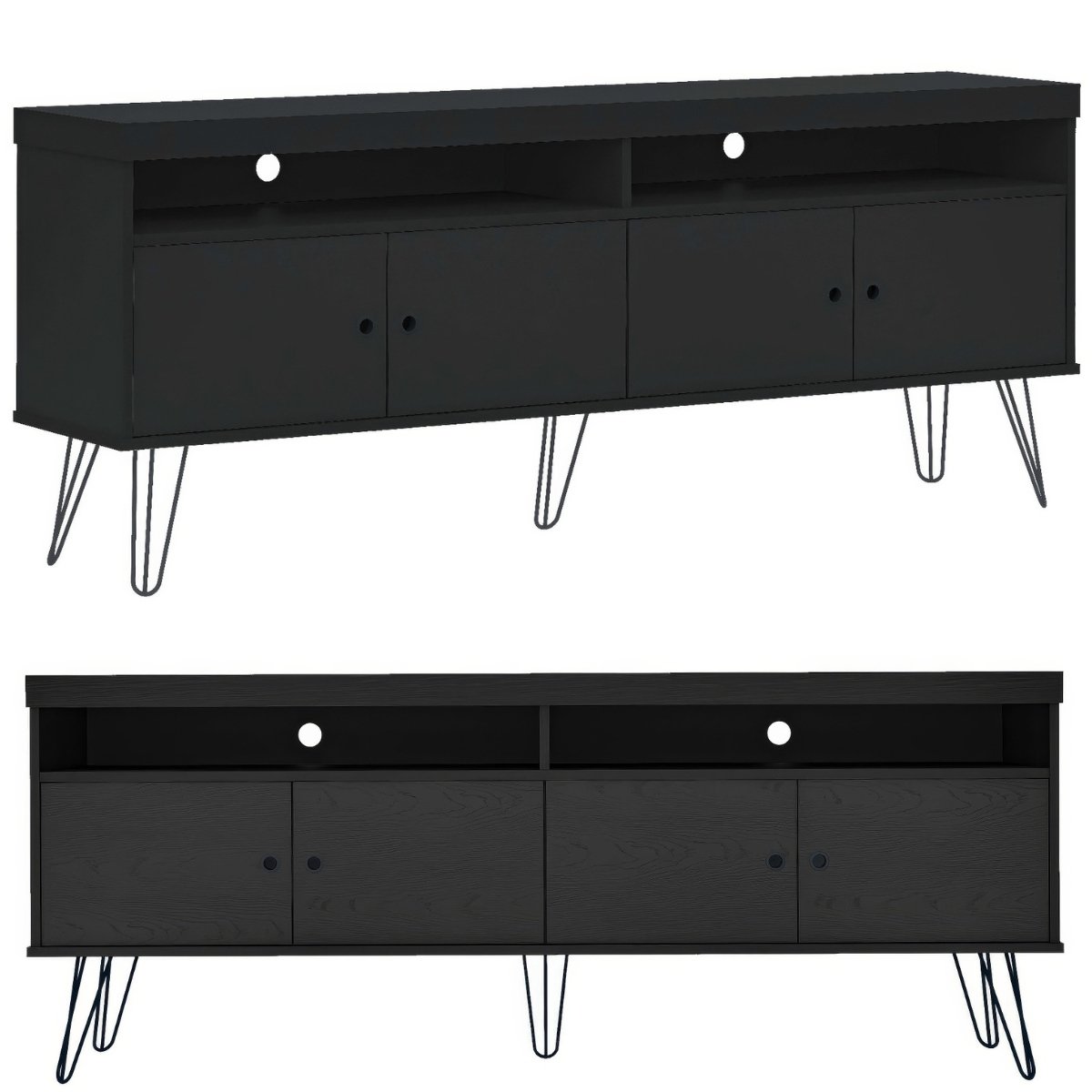 Rack Para Tv até 65" 4 Portas 2 Prateleiras e Nichos Liberty Preto