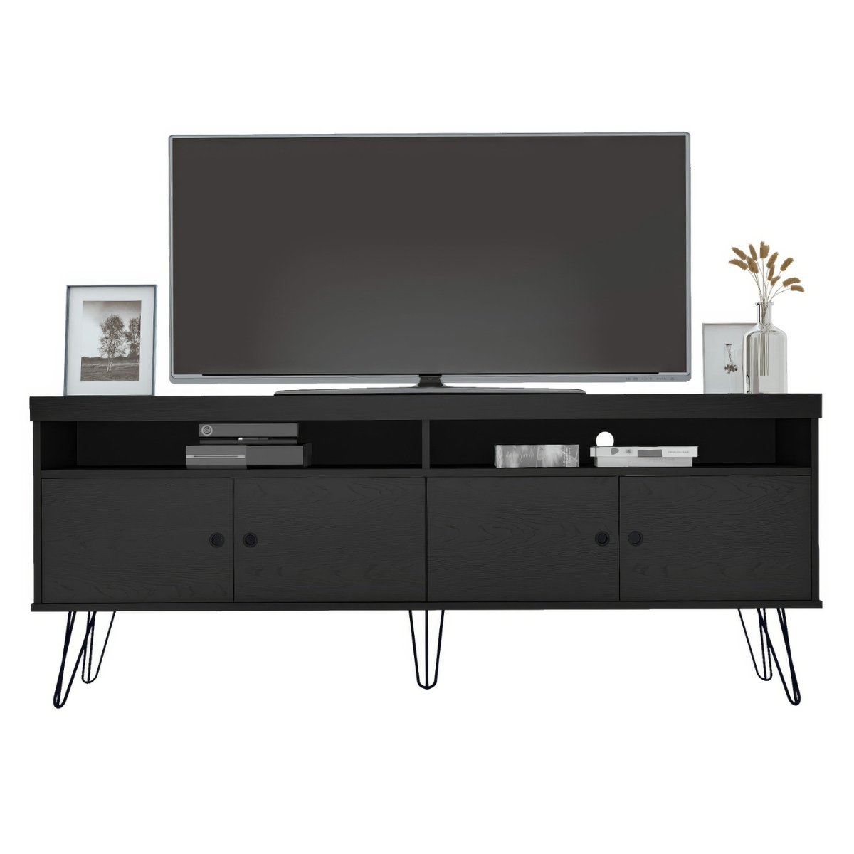 Rack Para Tv até 65" 4 Portas 2 Prateleiras e Nichos Liberty Preto