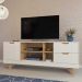 Rack Para Tv até 65" Michigan Com 2 Gavetas e 4 Nichos Off White/Carvalho