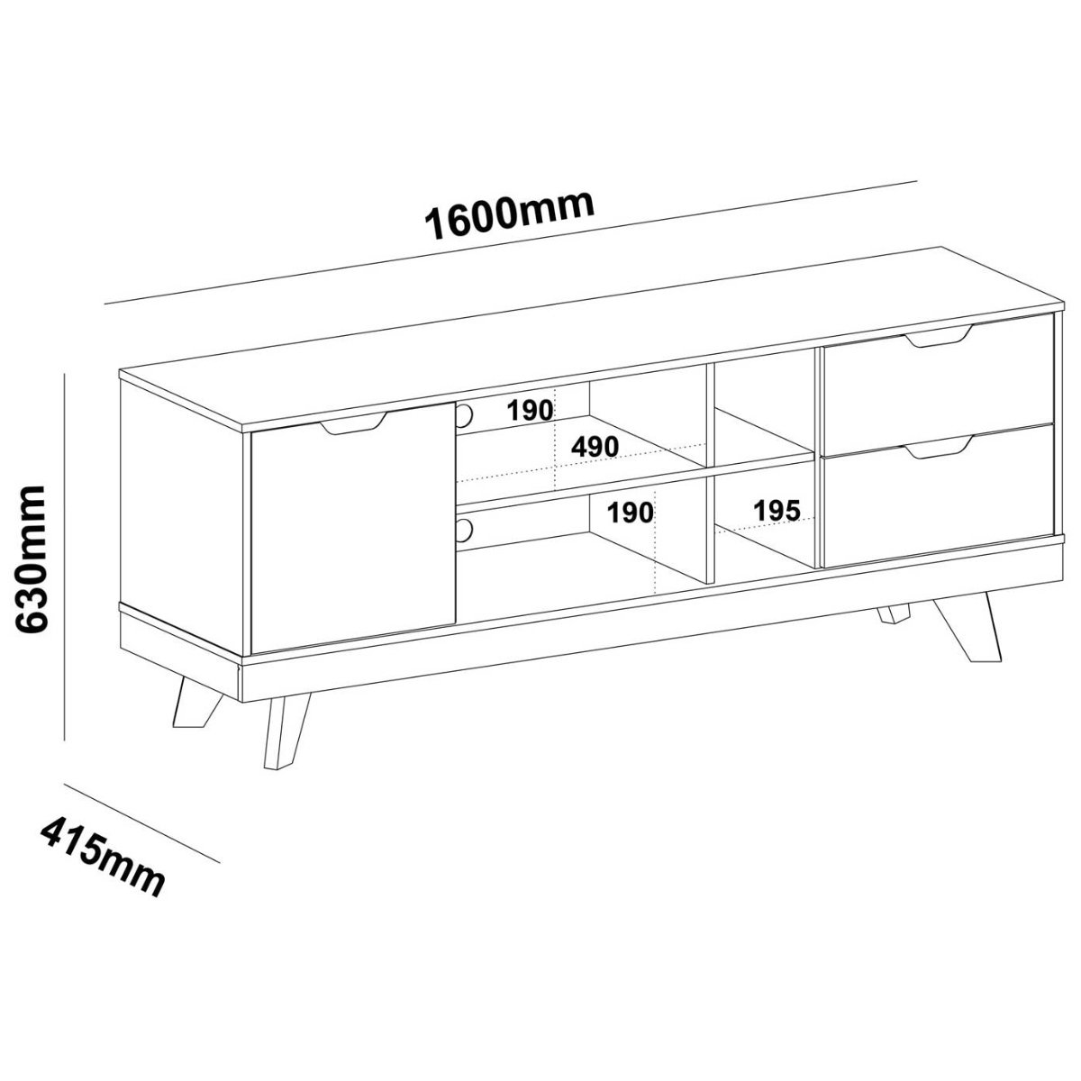 Rack Para Tv até 65" Michigan Com 2 Gavetas e 4 Nichos Off White/Carvalho