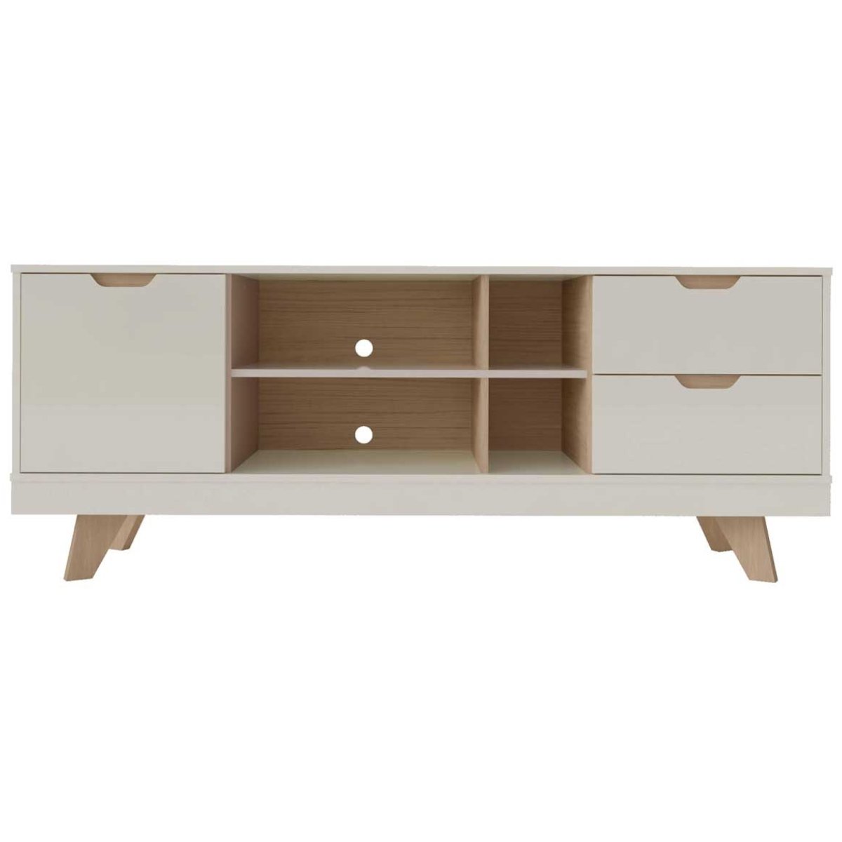Rack Para Tv até 65" Michigan Com 2 Gavetas e 4 Nichos Off White/Carvalho