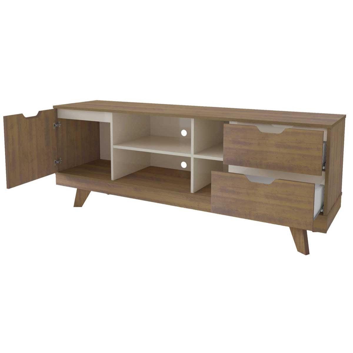 Rack Para Tv até 65" Michigan Com 2 Gavetas e 4 Nichos Pinho / Off White