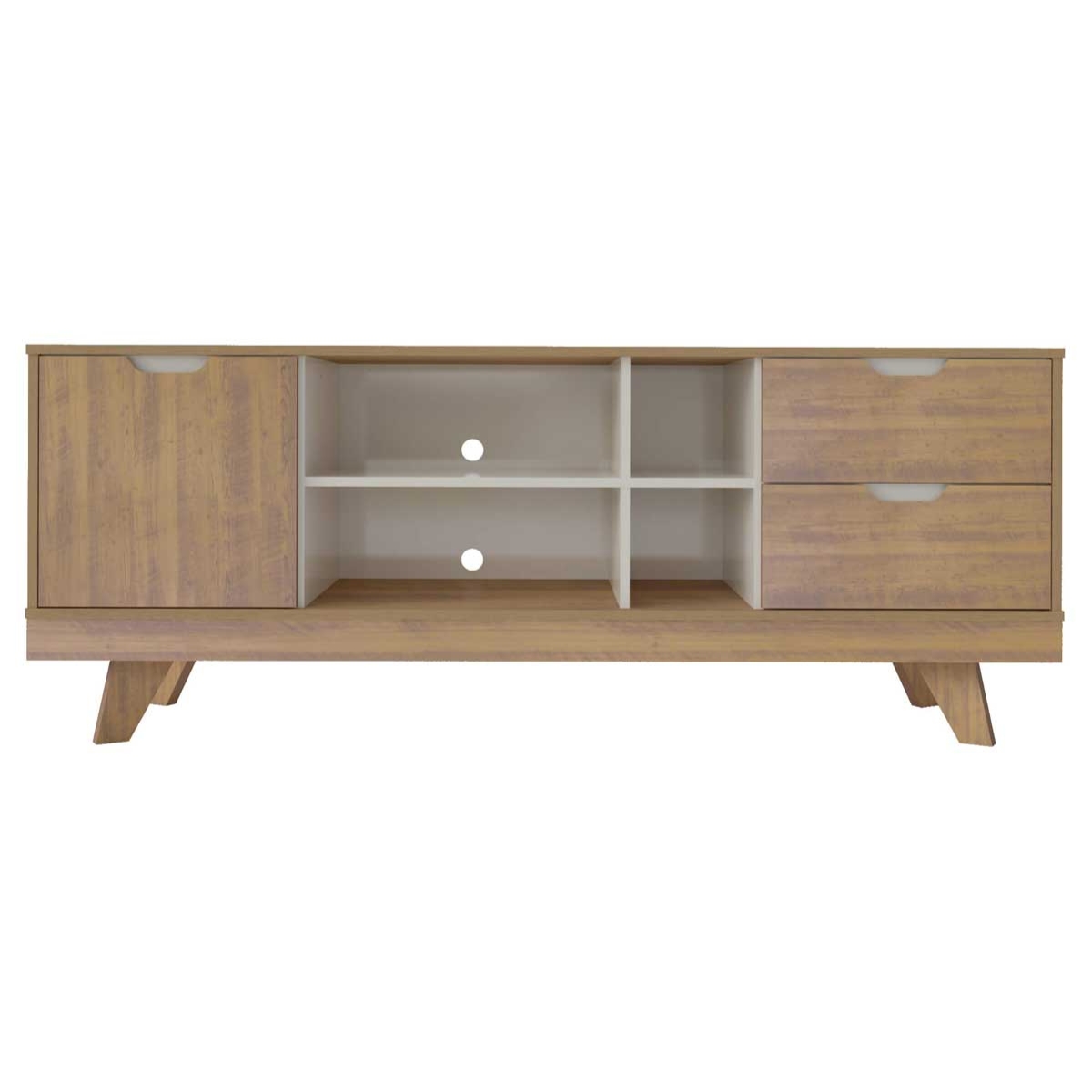 Rack Para Tv até 65" Michigan Com 2 Gavetas e 4 Nichos Pinho / Off White