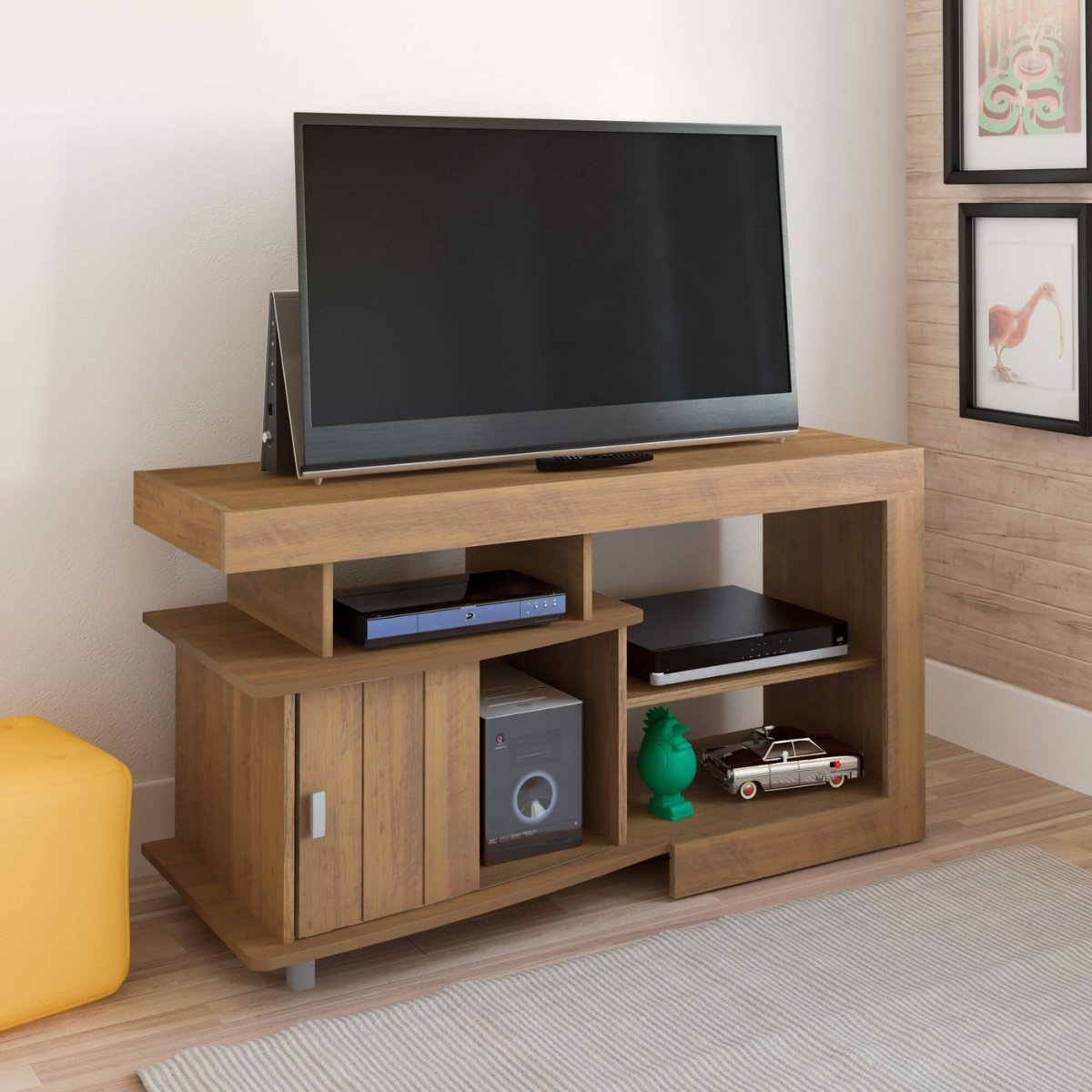 Rack Royal Para Tv 50" com 3 Nichos e 1 Porta Pinho