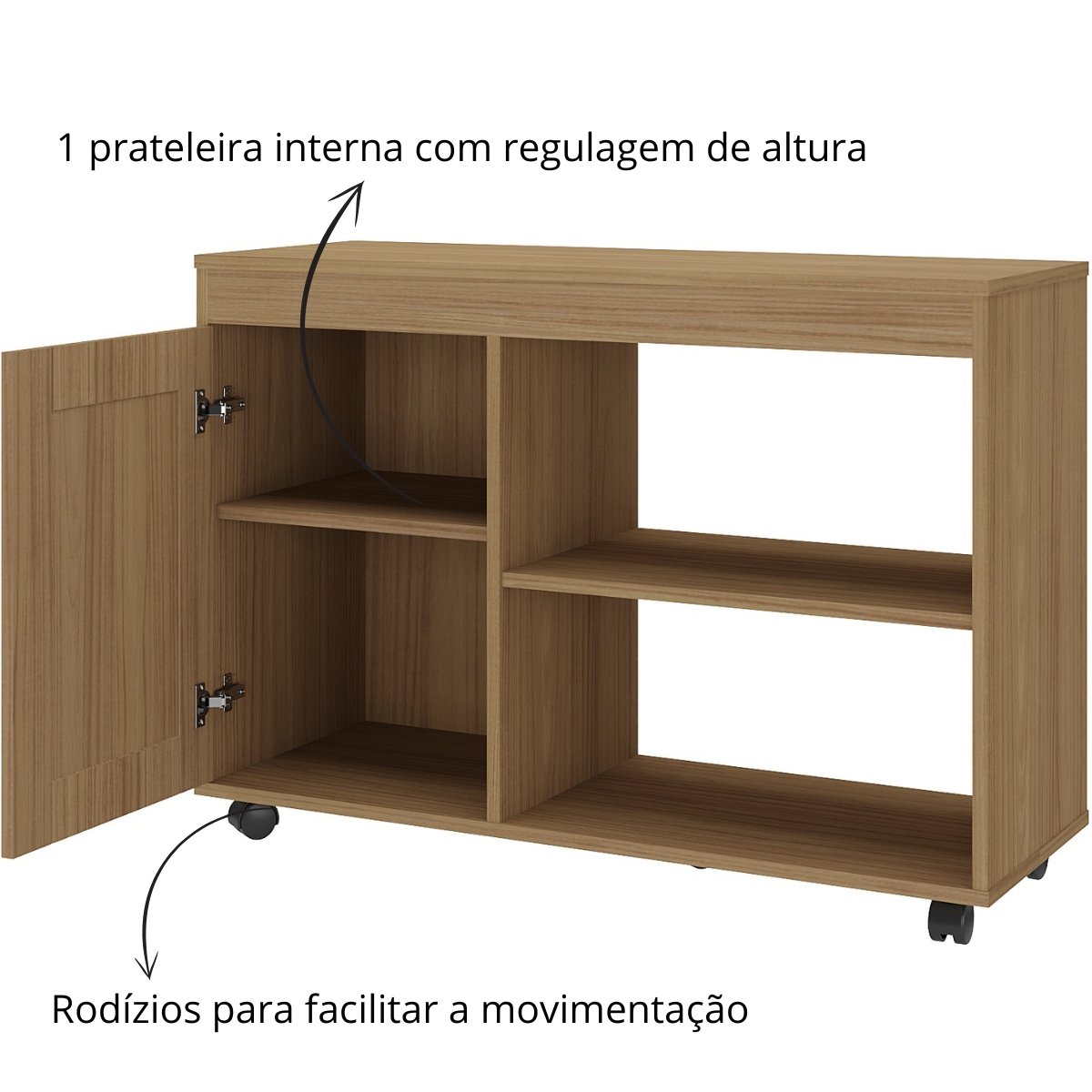 Rack Sala Tv 42" Sampa 2 Nichos Porta e Prateleiras Carvalho
