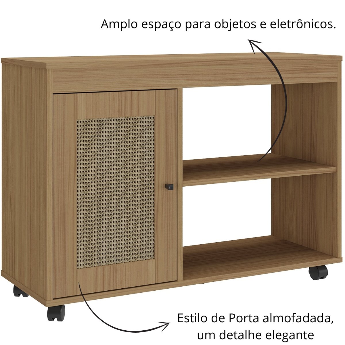Rack Sala Tv 42" Sampa 2 Nichos Porta e Prateleiras Carvalho
