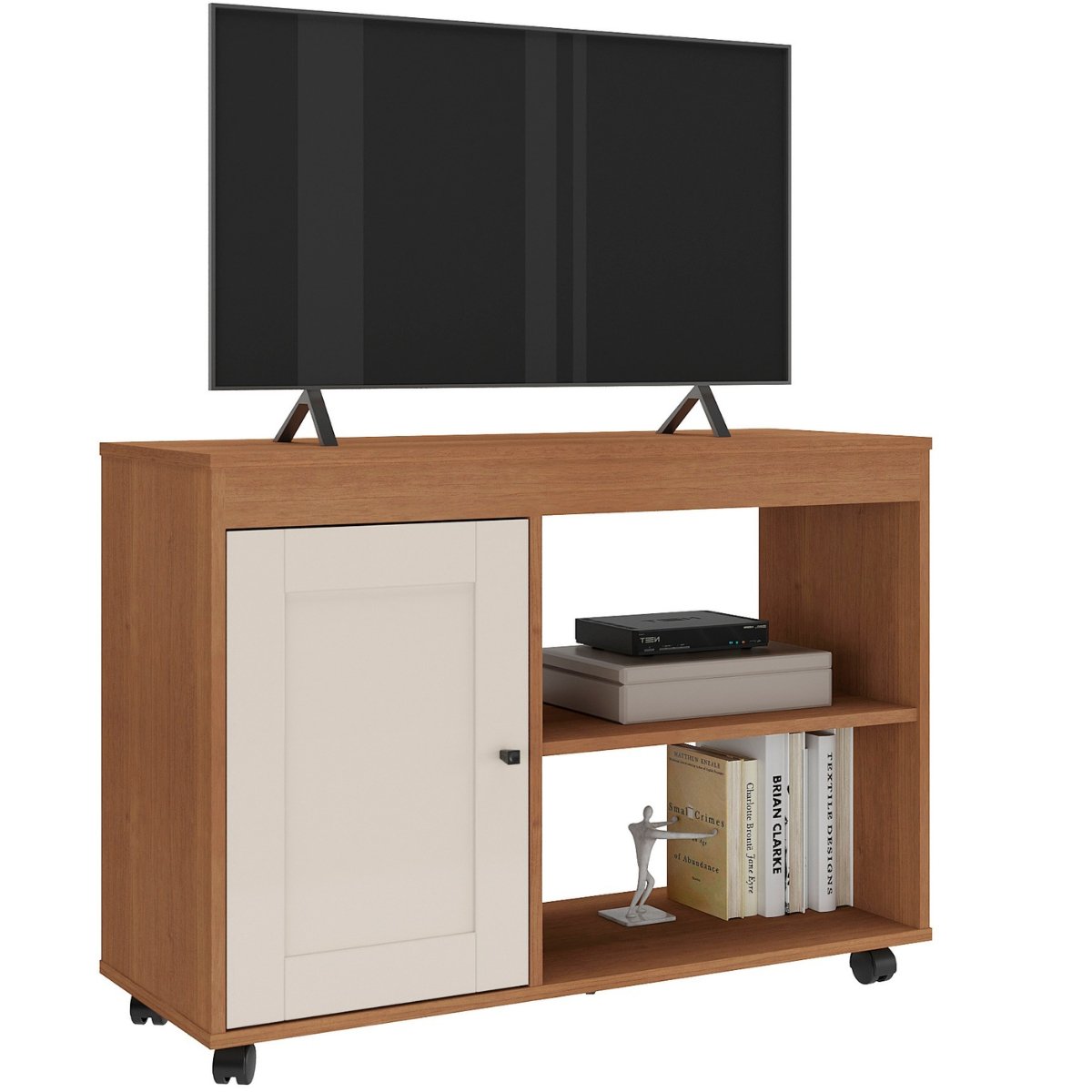 Rack Sala Tv 42" Sampa 2 Nichos Porta e Prateleiras Cinamomo/Off White