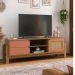 Rack Sala Tv 65" Nature c/ Gavetas Prateleiras e Porta Carvalho/ Terracota/ Palha
