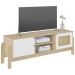 Rack Sala Tv 65" Nature c/ Gavetas Prateleiras e Porta Naturale/ Branco/ Palha
