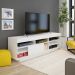 Rack Treviso Para Sala Tv 75" Com 6 Nichos Prateleira e Porta Branco