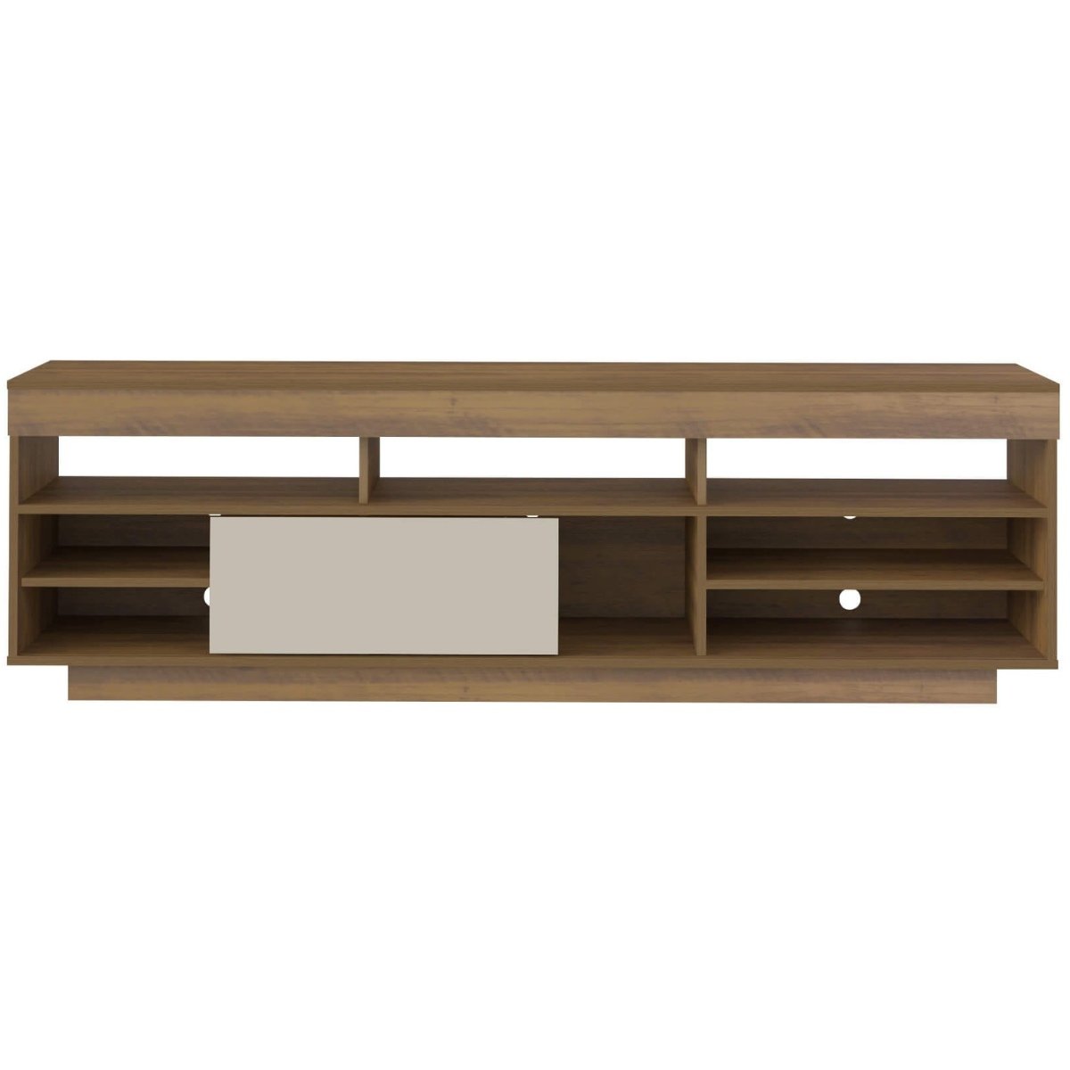 Rack Treviso Para Sala Tv 75" Com 6 Nichos Prateleira e Porta Pinho / Off White