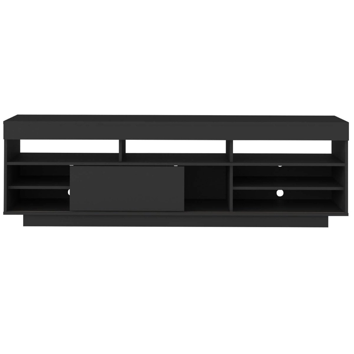 Rack Treviso Para Sala Tv 75" Com 6 Nichos Prateleira e Porta Preto