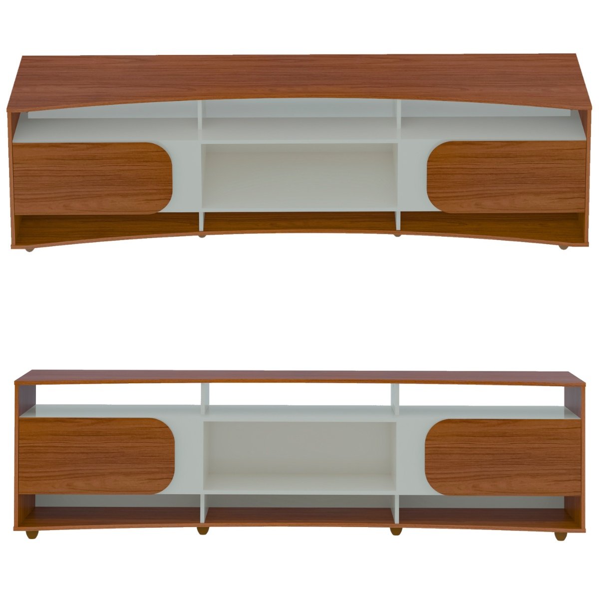 Rack Tv 85" Com 7 Nichos 2 Portas 2 Prateleiras Elegance Cedro / Off White