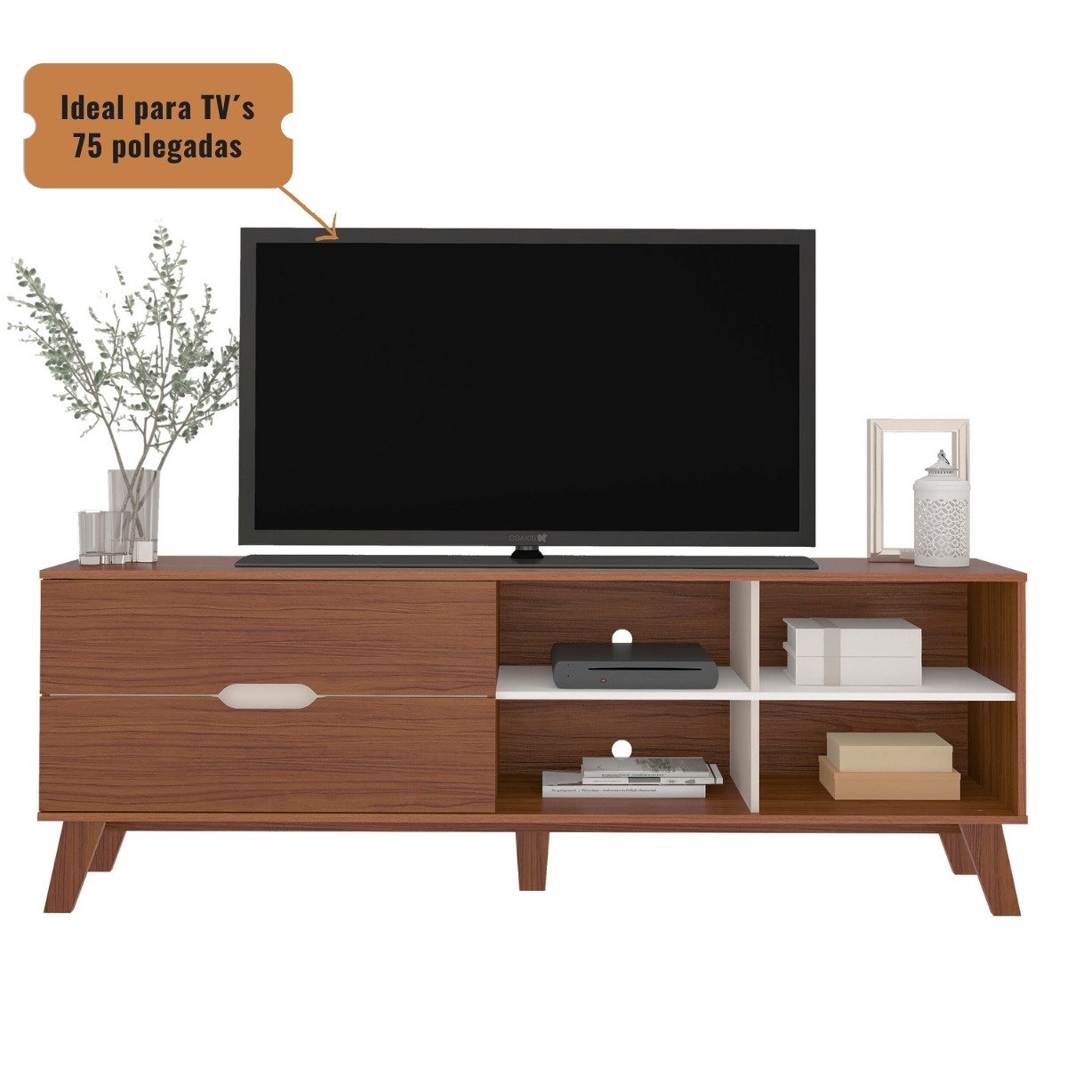 Rack Verona Aparador Bancada Para Tv 75 Cedro / Off White