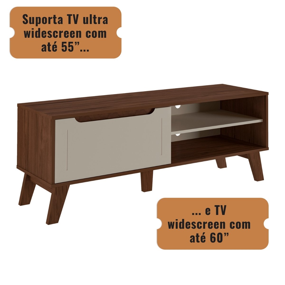 Rack de Sala TV Lotus Amêndoa - Off White
