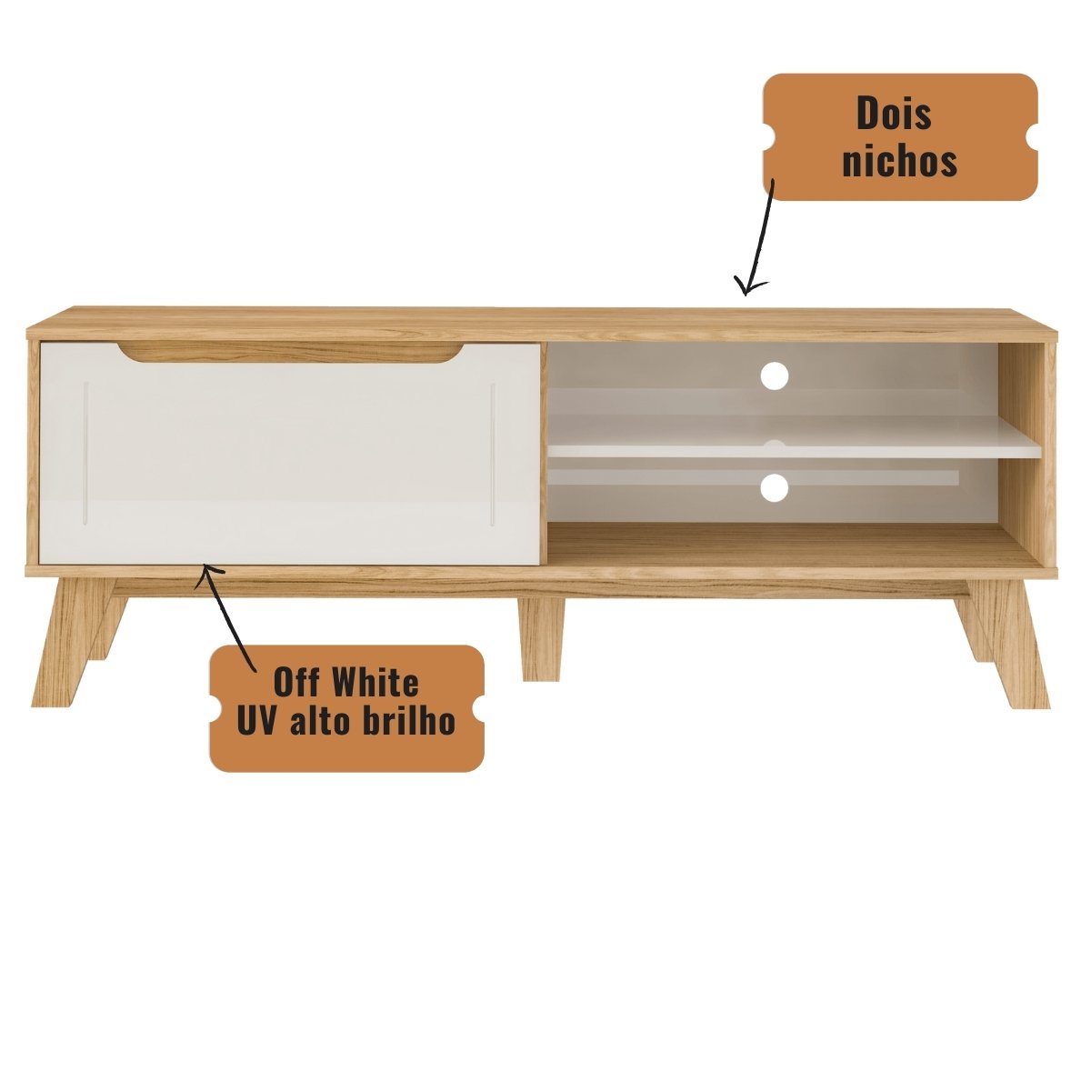 Rack de Sala TV Lotus Carvalho - Off White