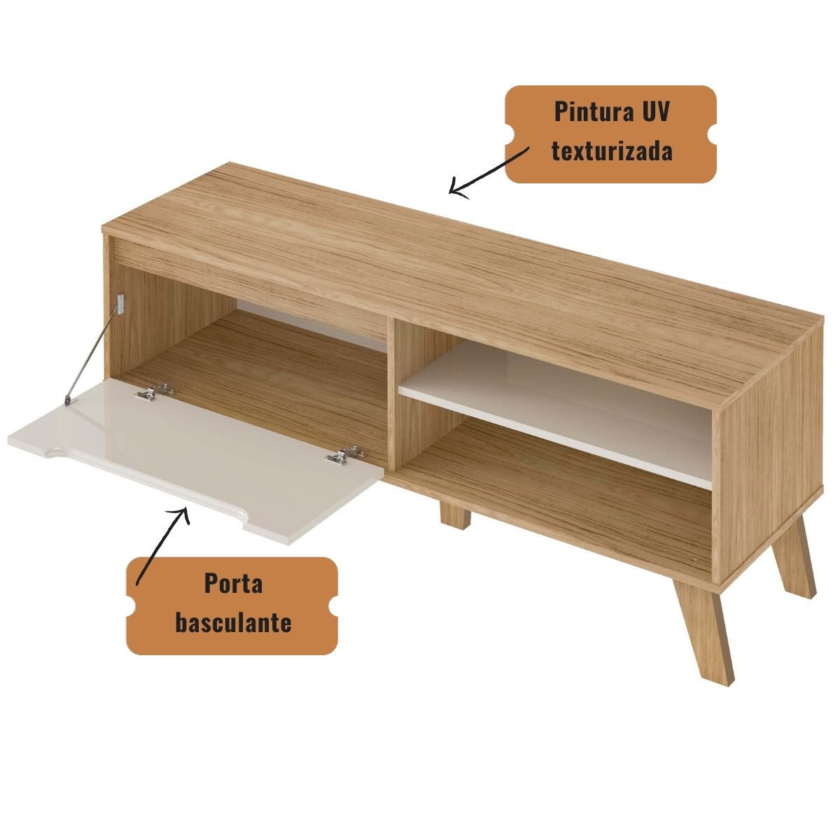 Rack de Sala TV Lotus Carvalho - Off White