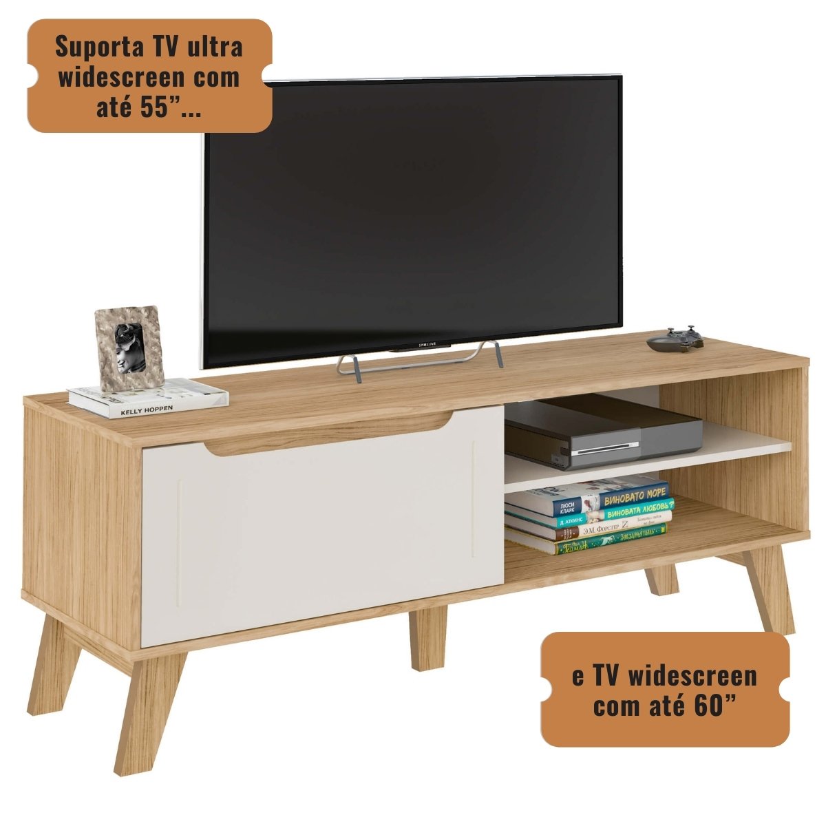 Rack de Sala TV Lotus Carvalho - Off White