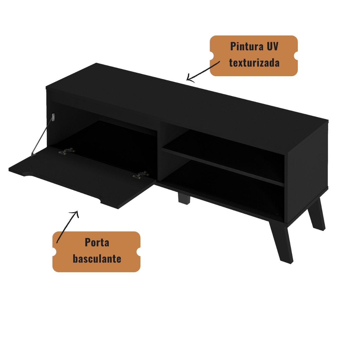 Rack de Sala TV Lotus Preto