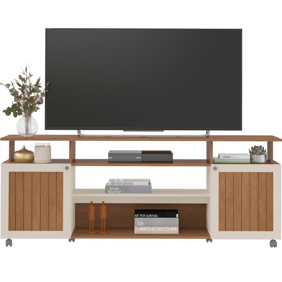 Rack de Sala para TV 75" Artely Ipanema Cinamomo/Off White