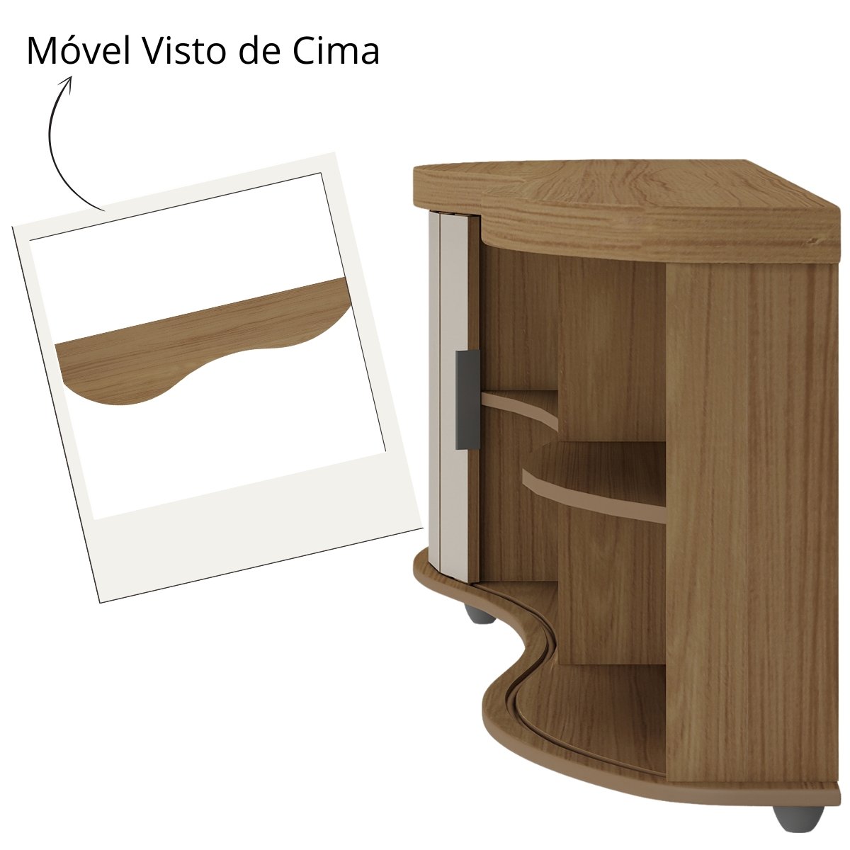 Rack de Sala para TV 75" Artely Magnum Carvalho / Off White / Menta