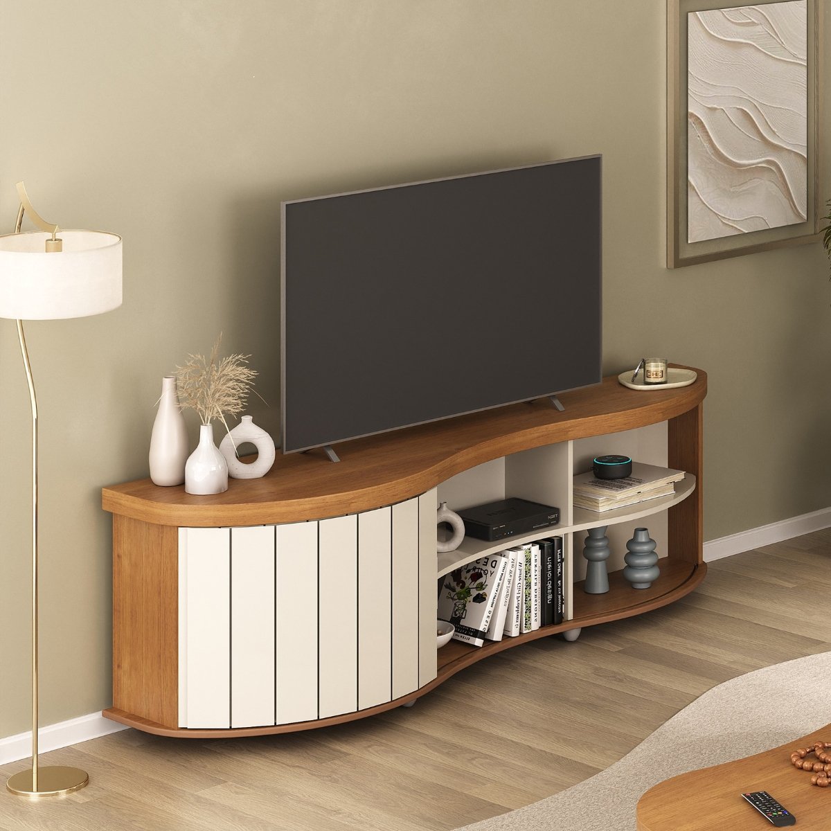 Rack de Sala para TV 75" Artely Magnum Cinamomo/Off White