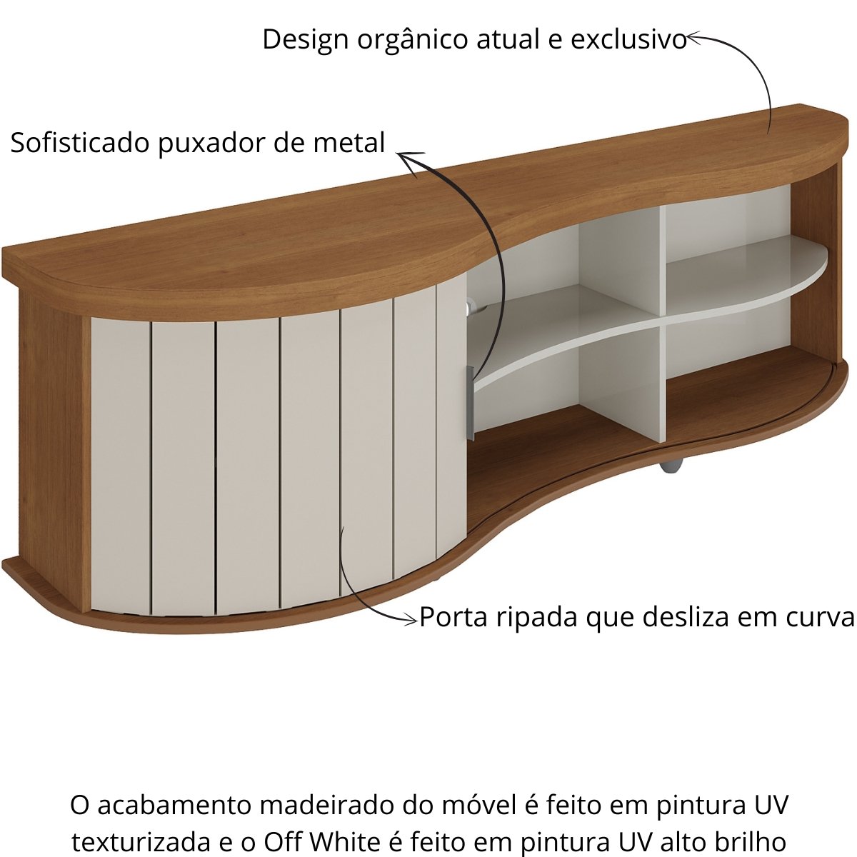 Rack de Sala para TV 75" Artely Magnum Cinamomo/Off White