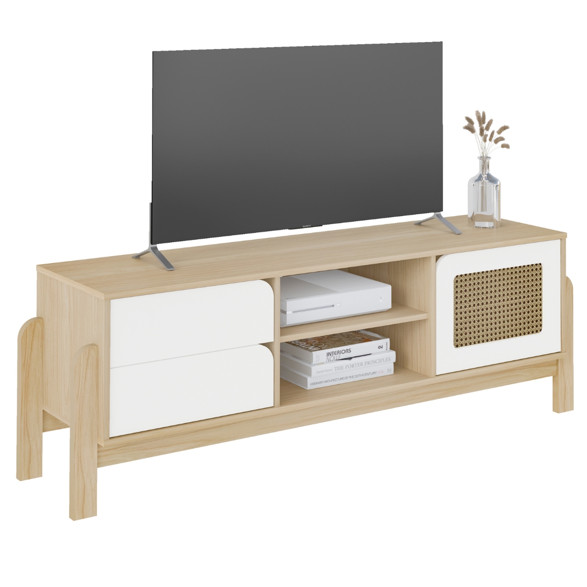 Rack para TVs 65' com 2 Gavetas Itambé Naturale Branco