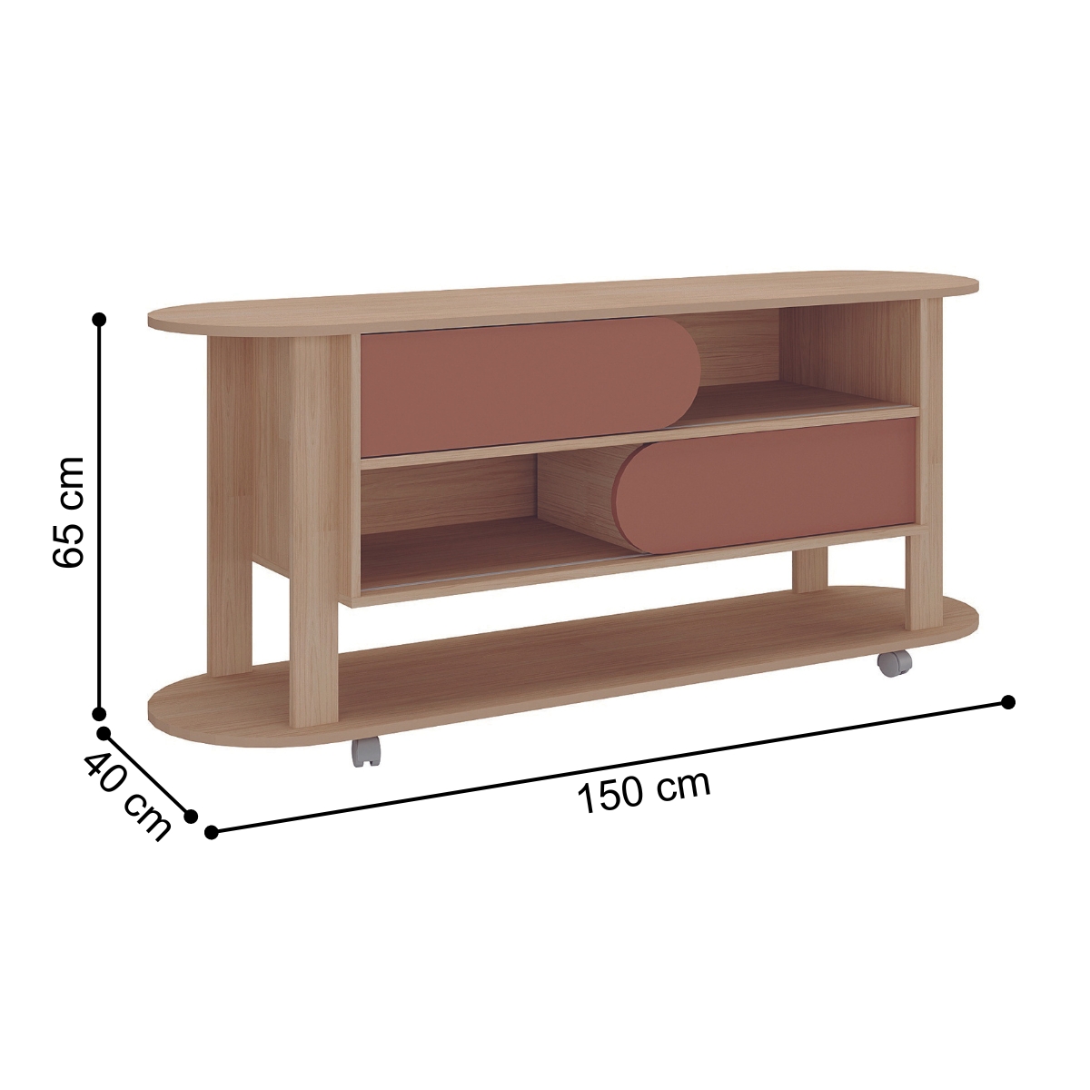 Rack para TVs de 65' 4 Rodízios Verê Naturale Terracota