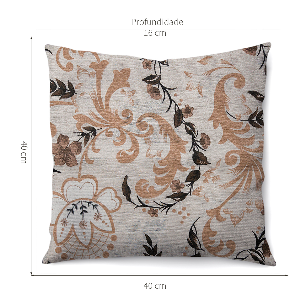 Almofada Rústica 40x40 Branca e Bege