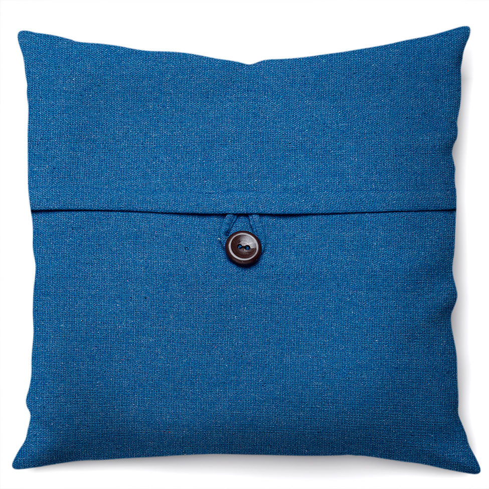 Almofada Solid Botão 40x40 Azul
