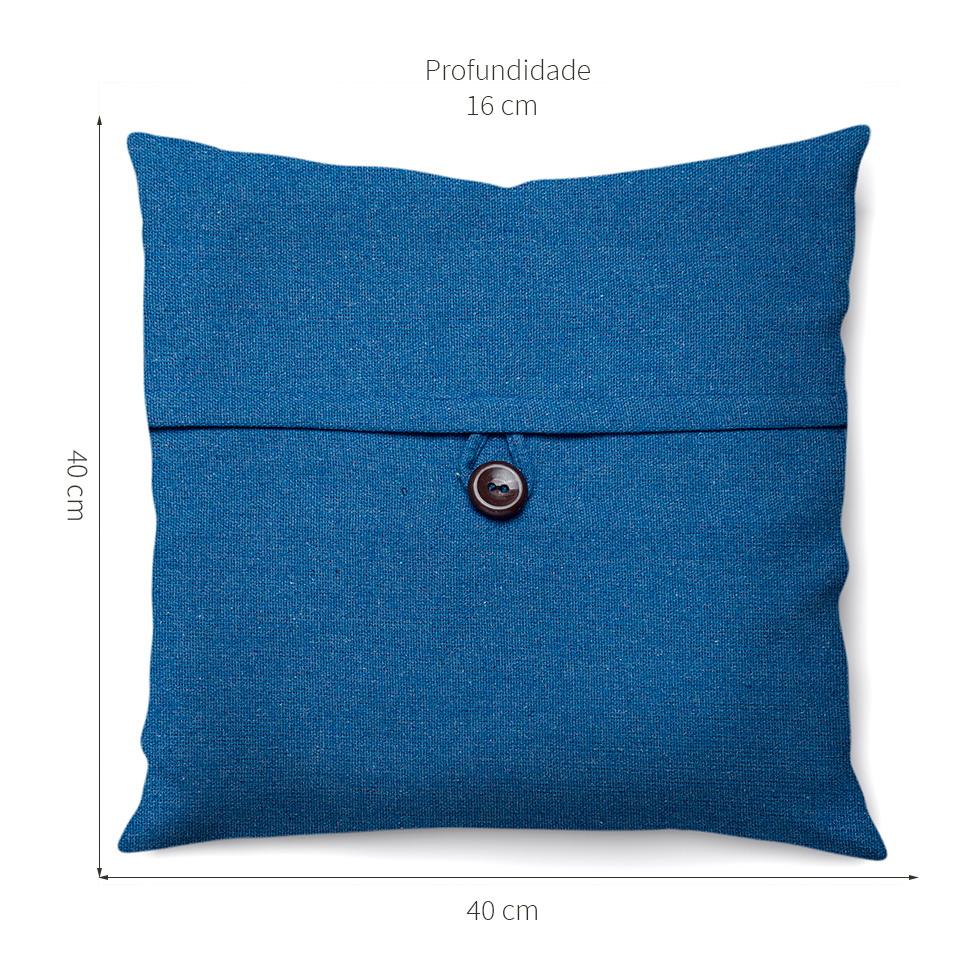 Almofada Solid Botão 40x40 Azul
