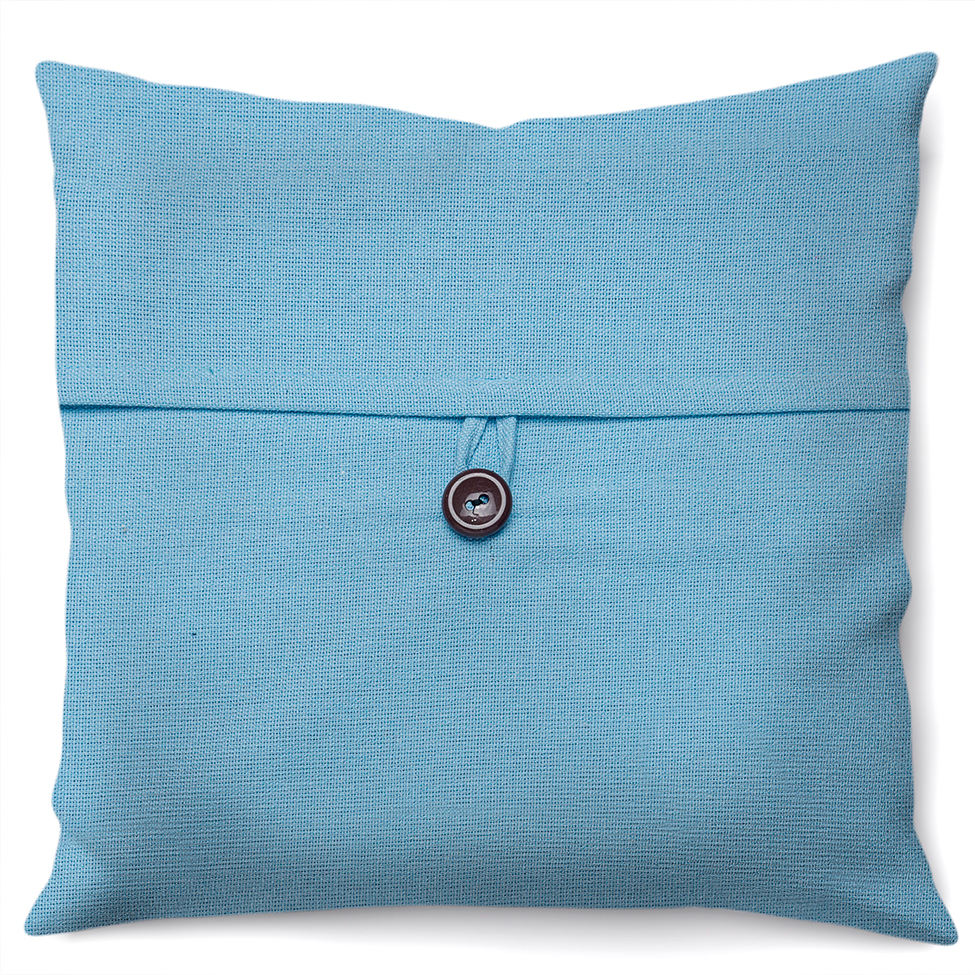 Almofada Solid Botão 40x40 Azul Claro
